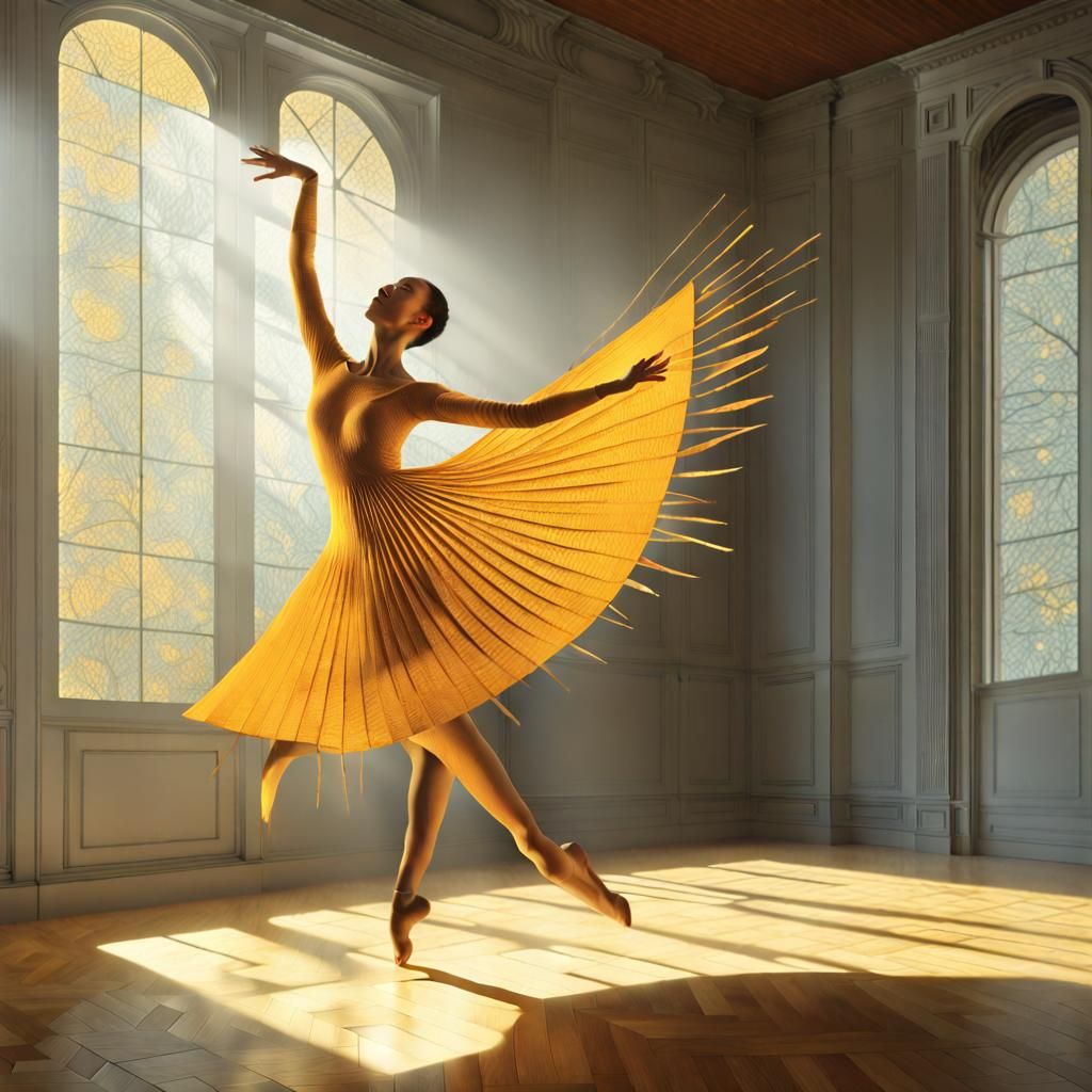 Glass Dancer in Sunshine: Surreal 3D Art