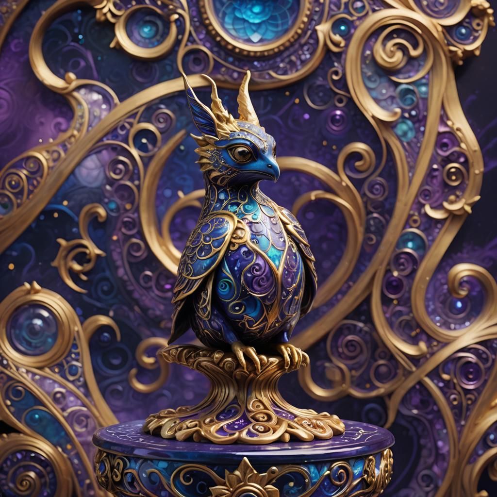 Fantasy Creature Figurine with Mystical Swirls