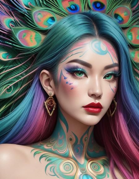 Rainbow Woman: A Pop Art Portrait in Bold Colors