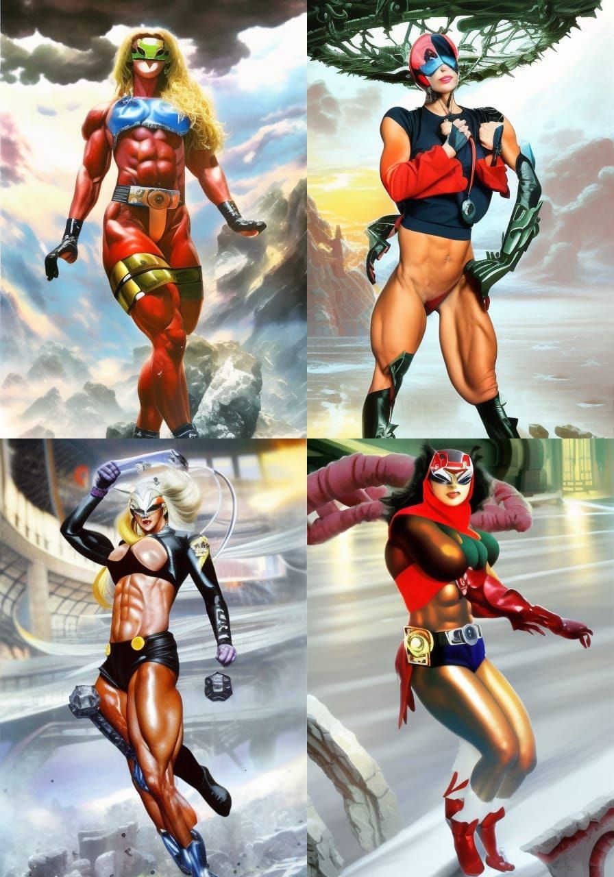 Anita Nikolich (Female bodybuilder) as a Super Sentai Villain: Dr.Menzada made by Japanese illustrator Artists: Toei, Sh...