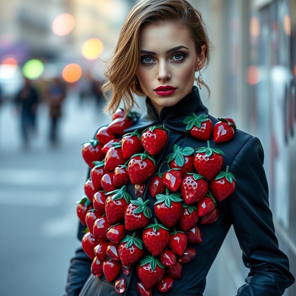 Strawberry Jacket Street Fashion Photography