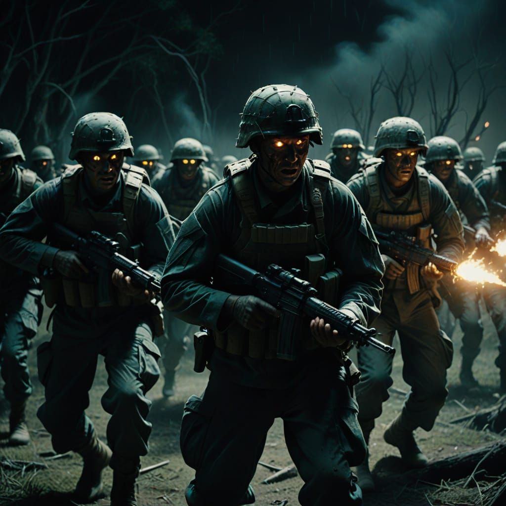 Hyperrealistic World War 1 Ghost Soldiers in Battle