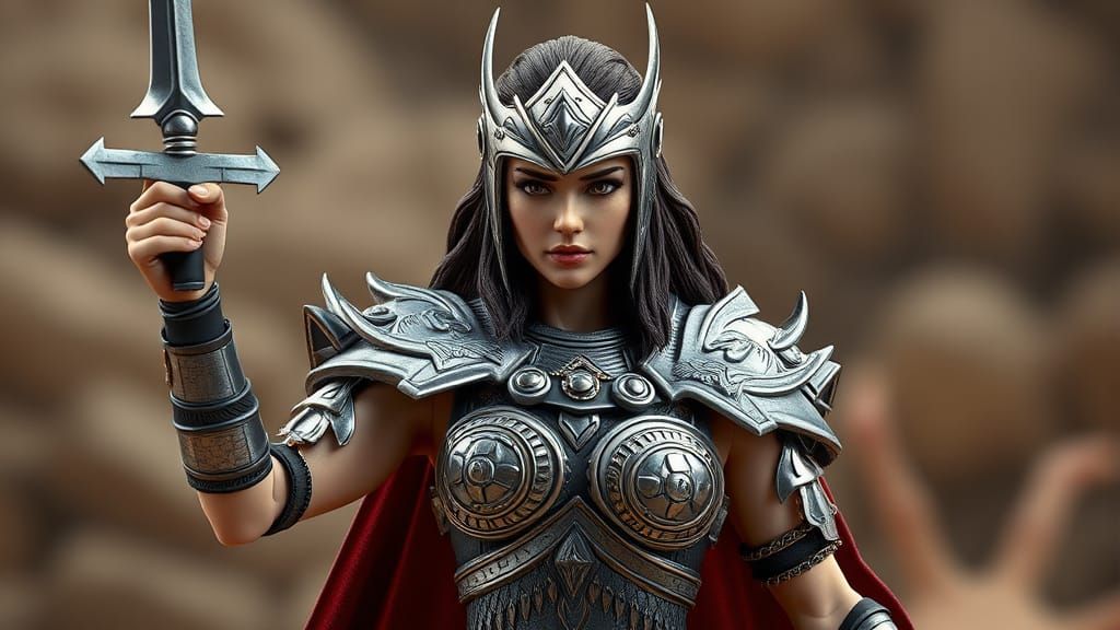 Hyperrealistic BJD Doll in Xena Warrior Princess Armor