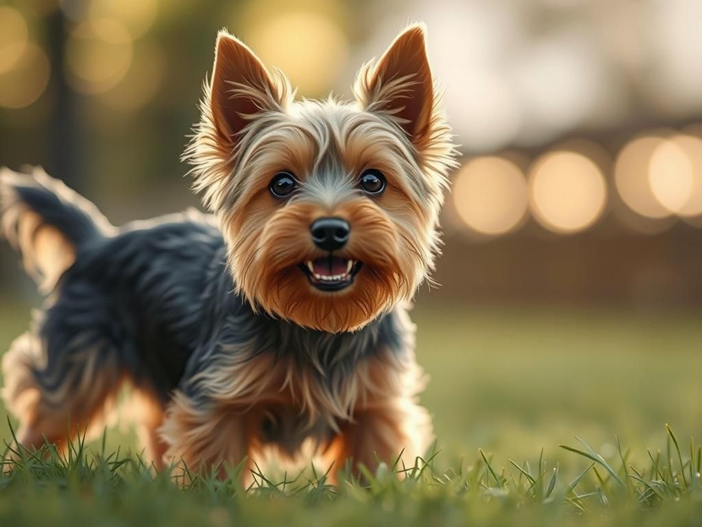 Yorkshire Terrier Puppy in Impressionist Meadow