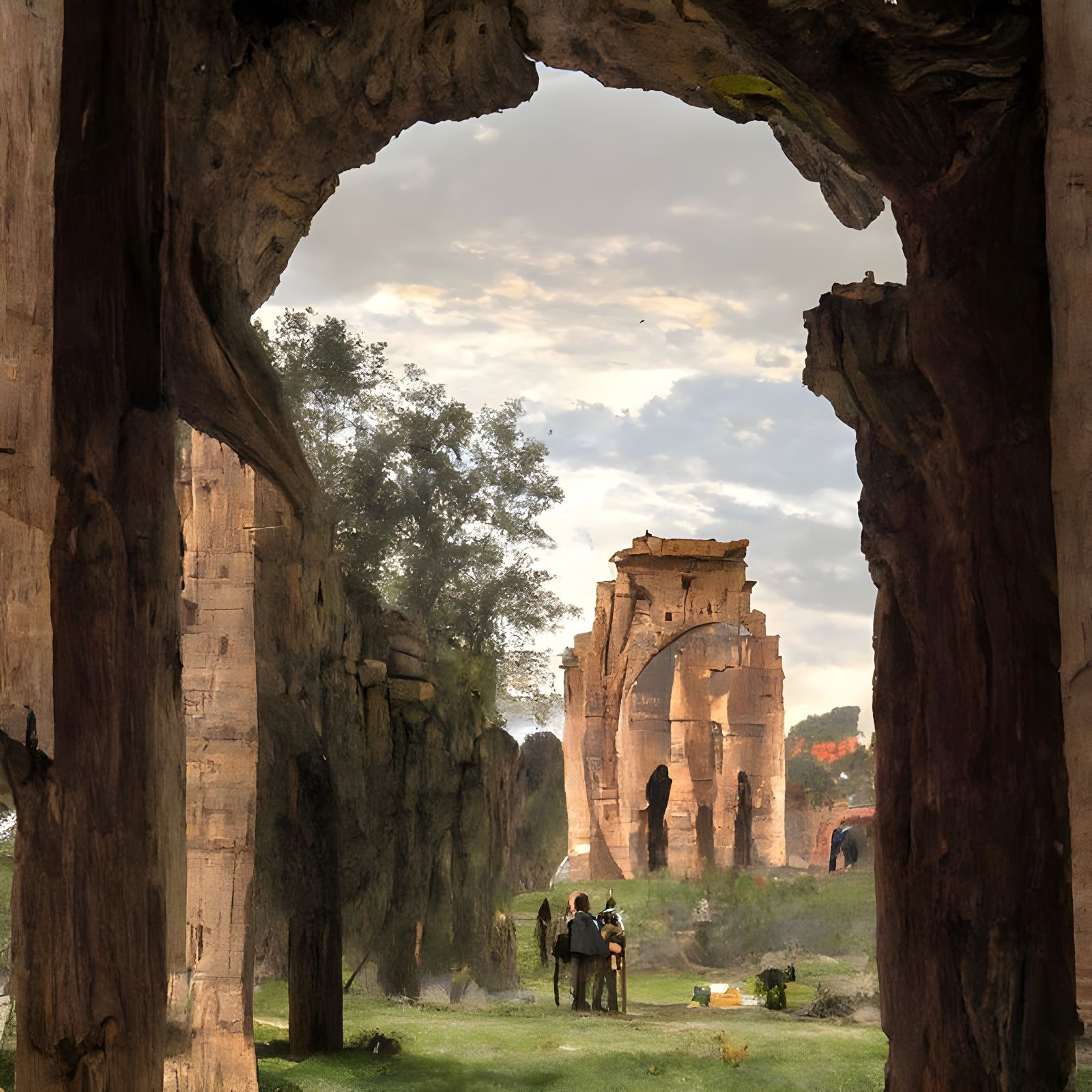 Severan Temple Through Caracalla Arch: Digital Matte Paintin...