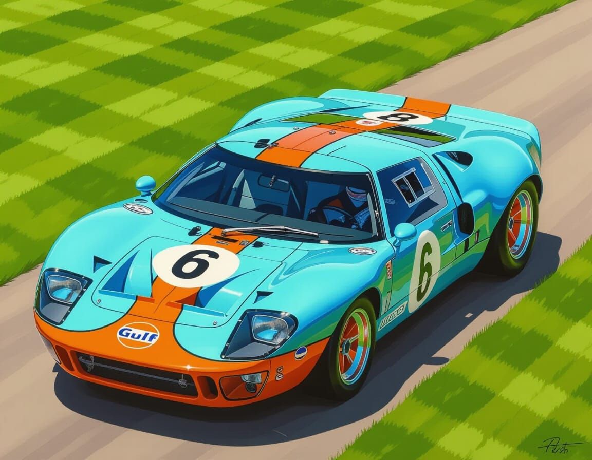 1969 Gulf Oil Ford GT40 in NC Wyeth Style