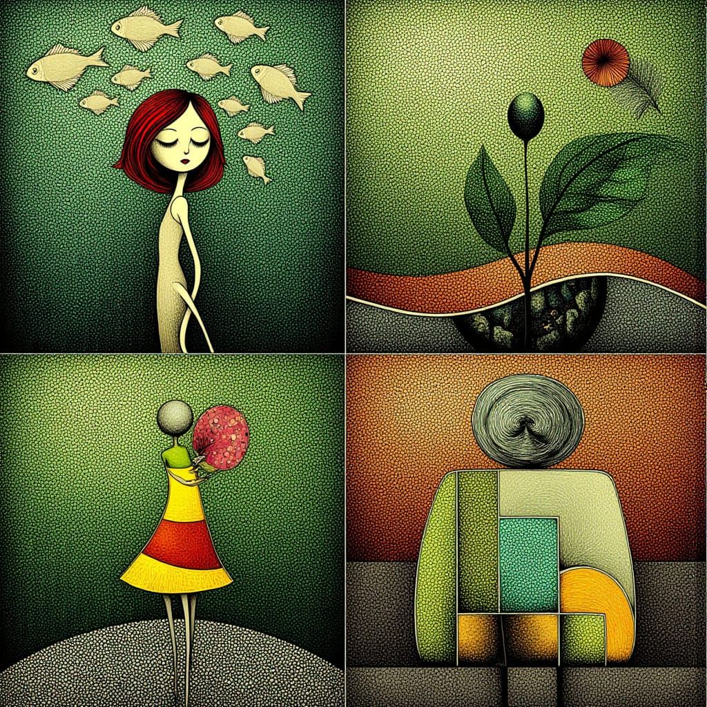 Vibrant Abstract Illustration with Figures and Shapes