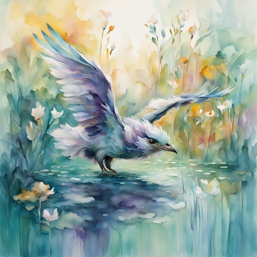 Whimsical Ocean Griffon in Vibrant Watercolor
