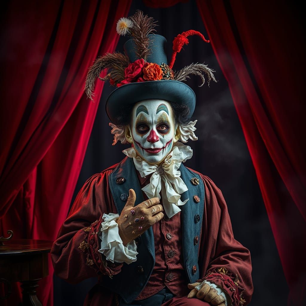 Dramatic Watercolour Portrait of Comedia del Arte Character