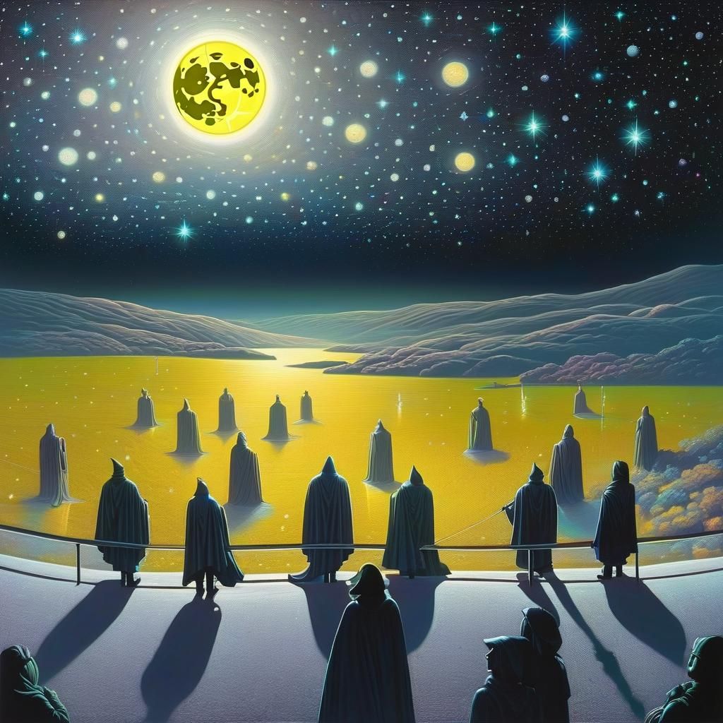 Luminous Bridge to the Moon Under Starry Sky