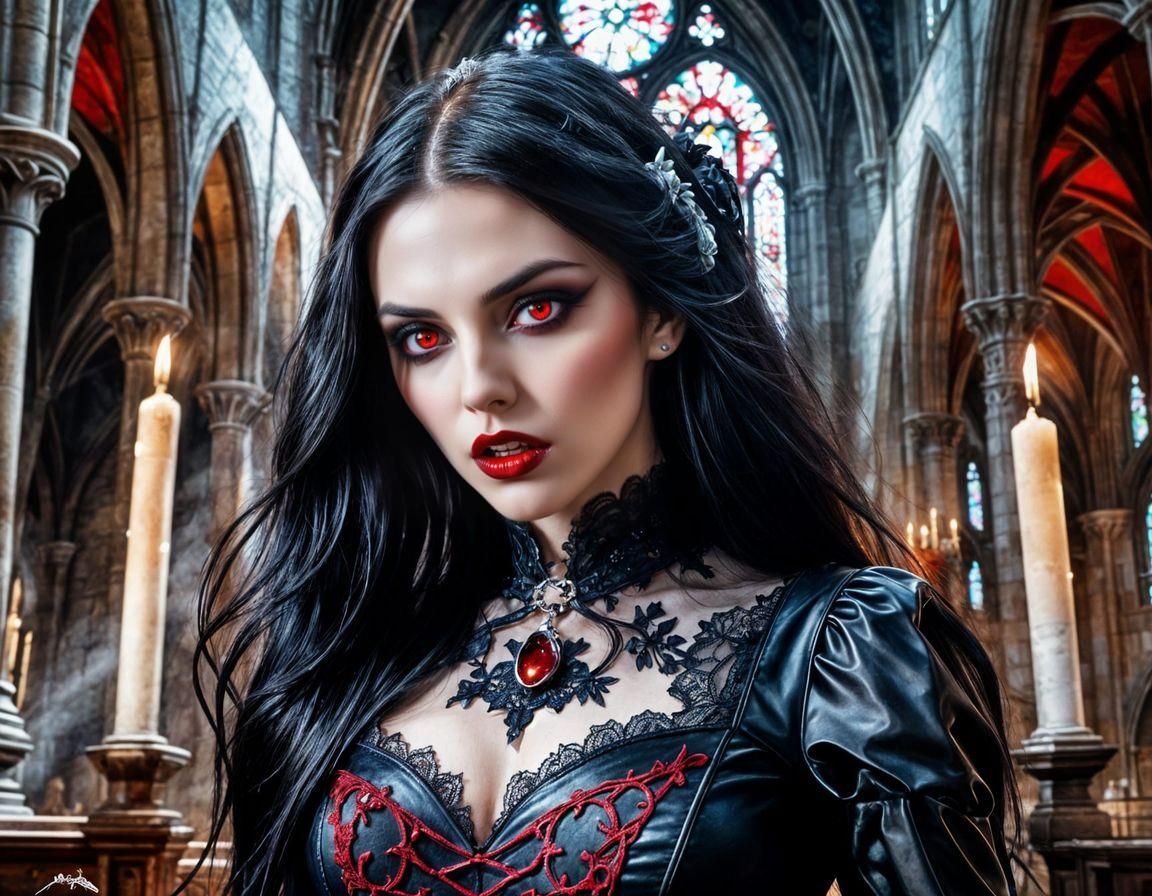 Gothic Vampire with Diabolic Eyes, Graffiti Art