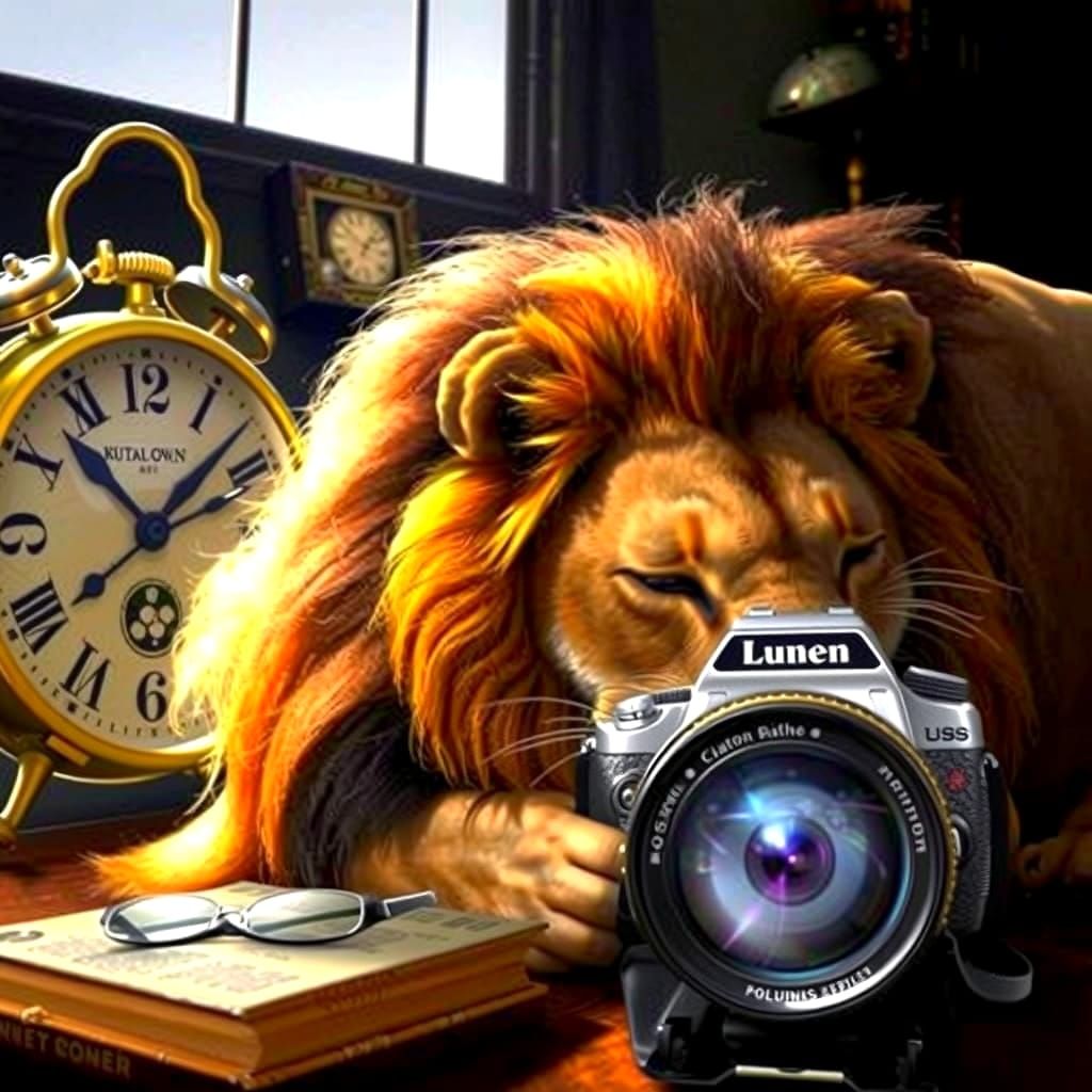 Surreal Lion Takes Selfie with DSLR Camera