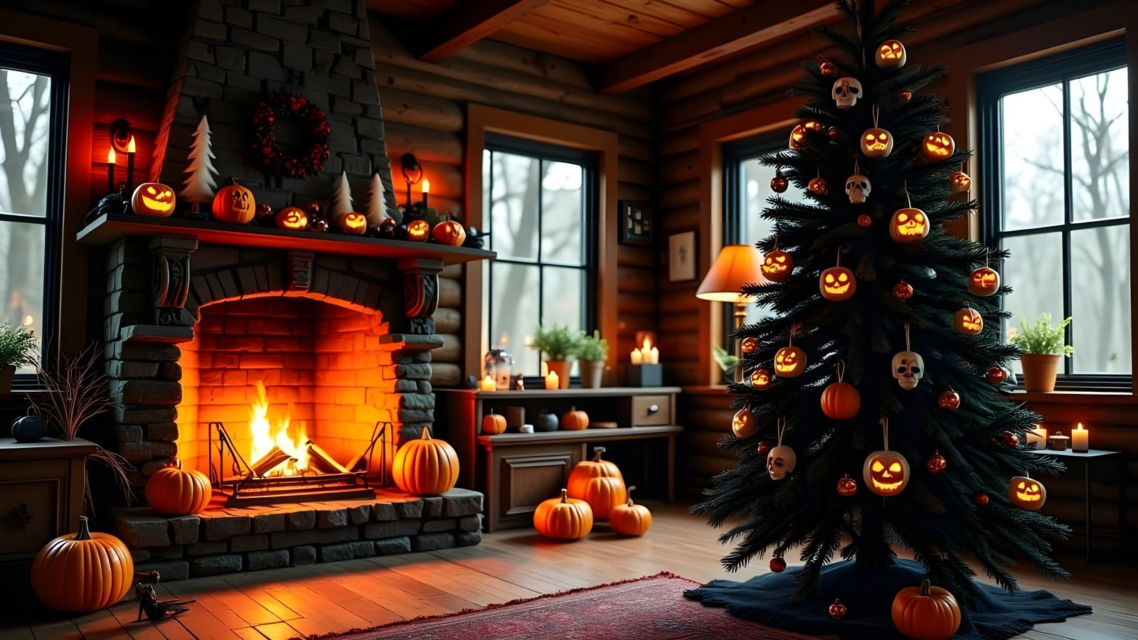 Rustic Cabin With Creepy Christmas Decor