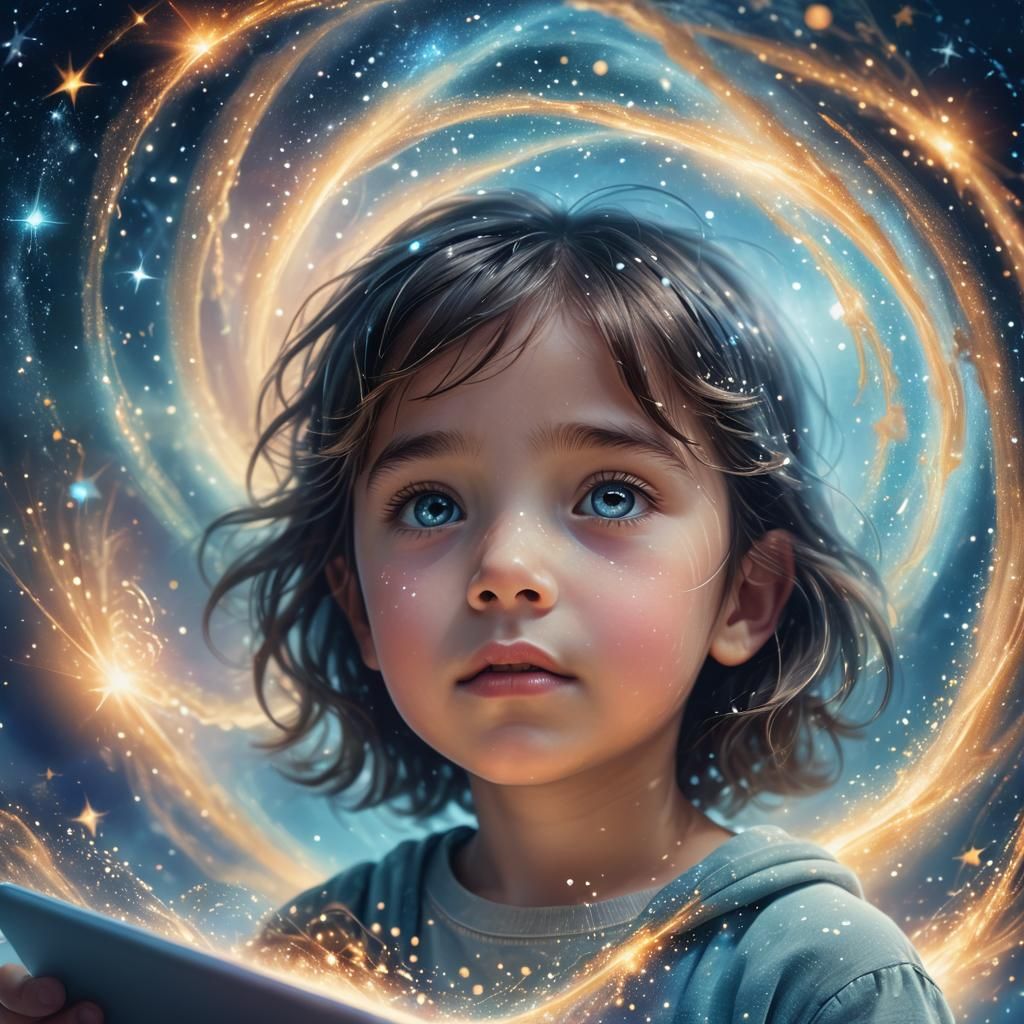 Magical Portal Opens to Child: Dreamlike Digital Art
