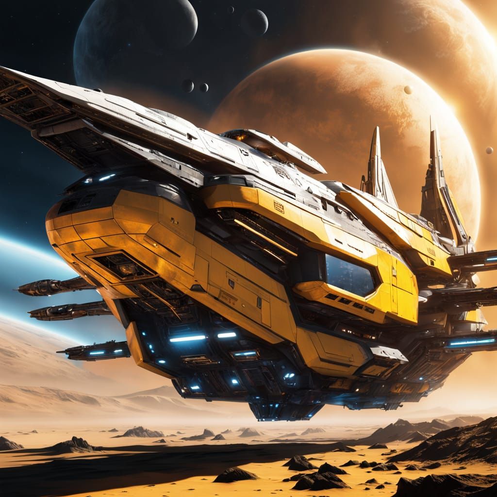 Futuristic Starship Lands on Distant Planet in JCB Colors