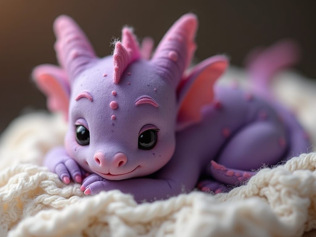 Adorable Purple Dragon Cub Sucking Thumb