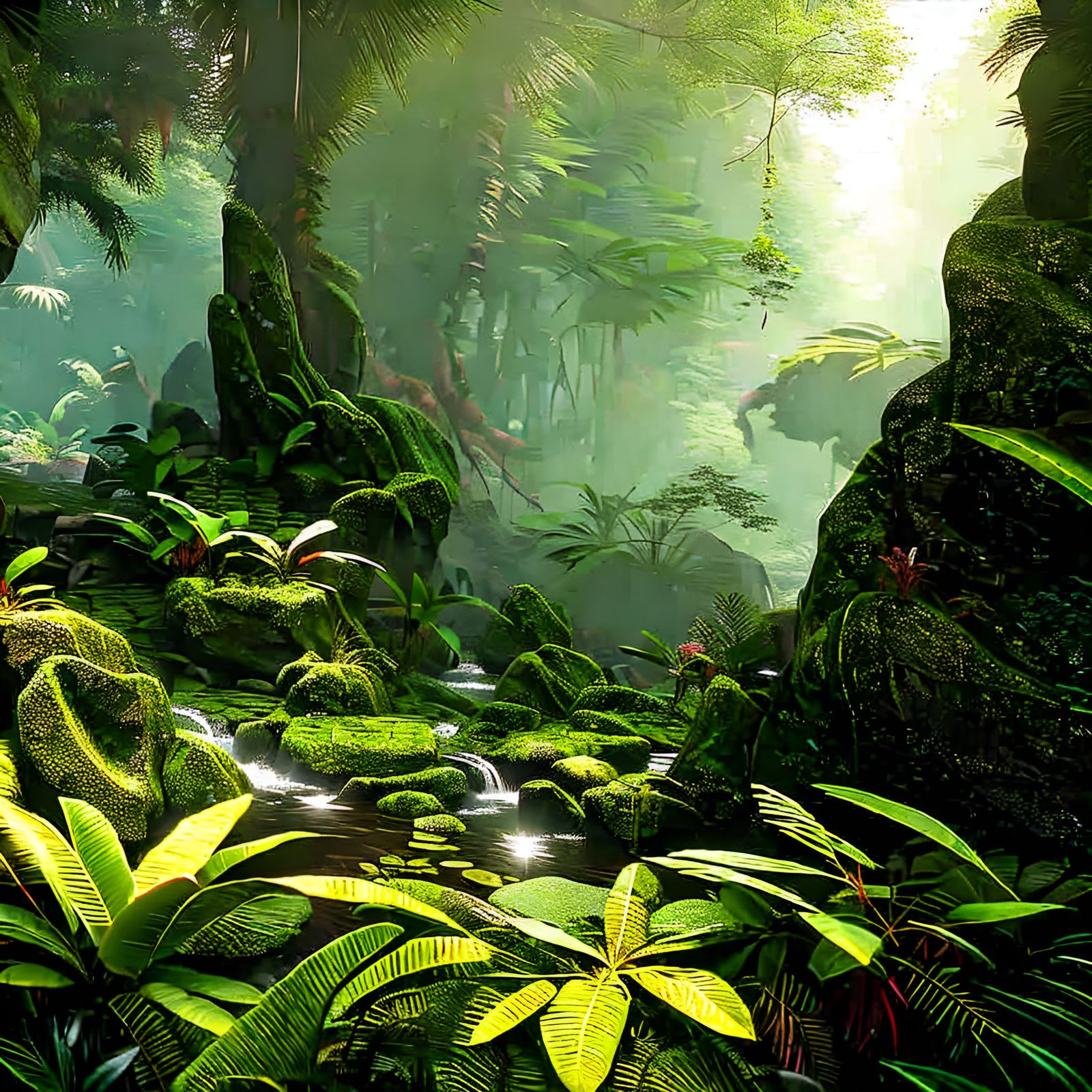 Thriving rainforest ecosystem