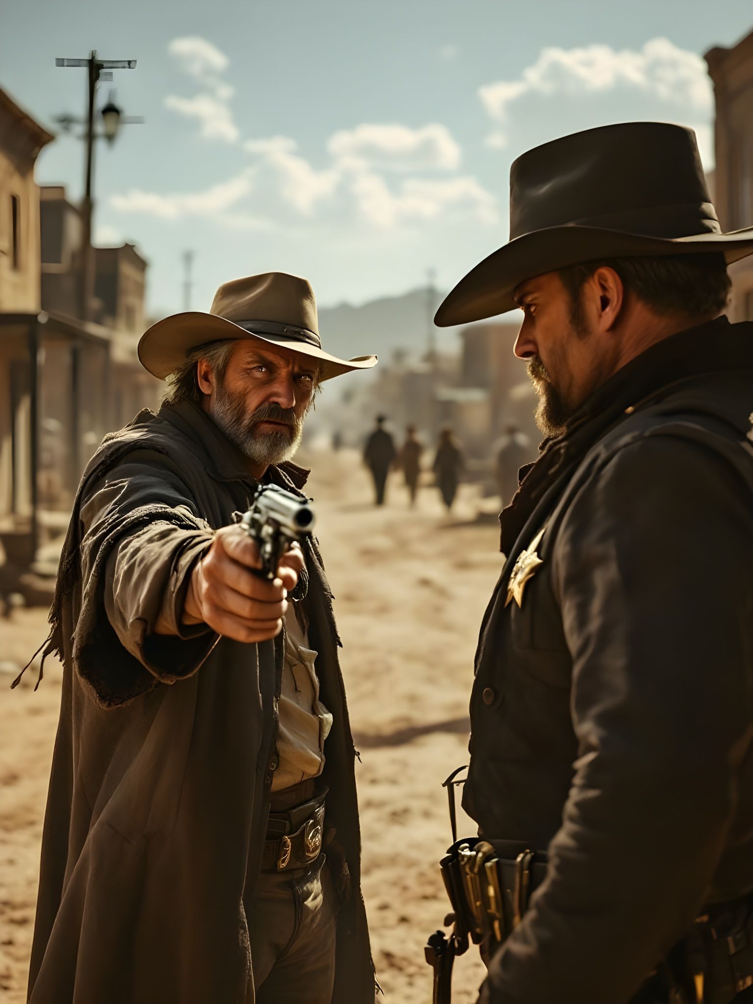Wild West Showdown at High Noon in Cinematic Style