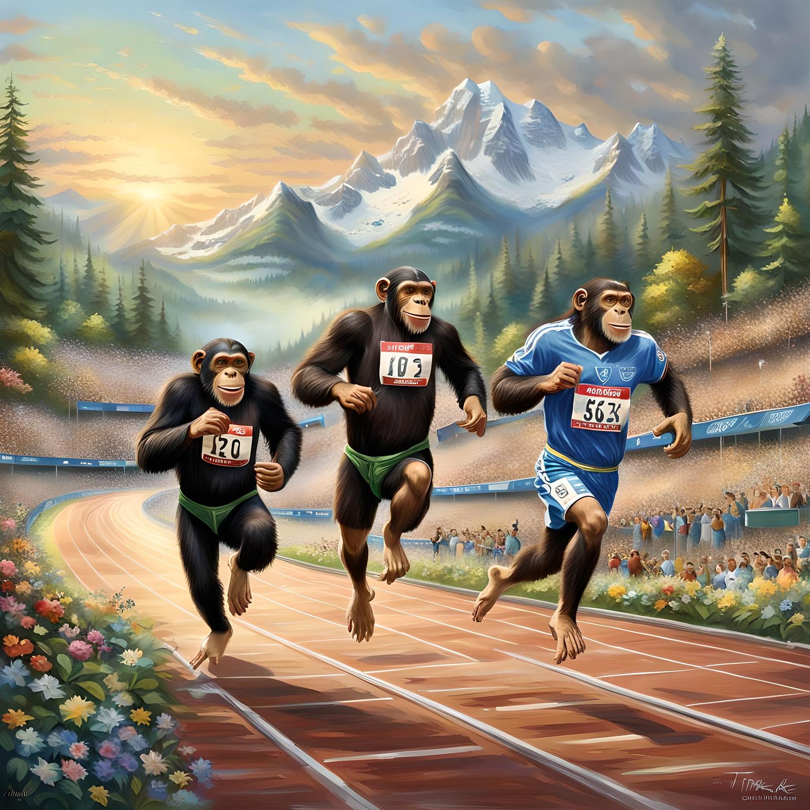 Chimpanzees Compete in Olympic Relay Race