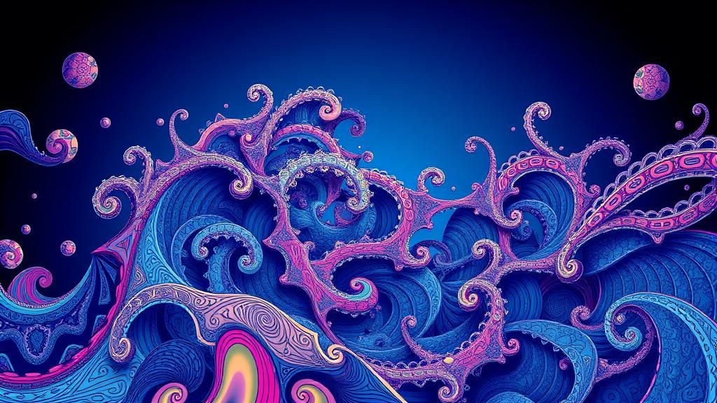 Vibrant Abstract Fractal Art in Zentangle Style