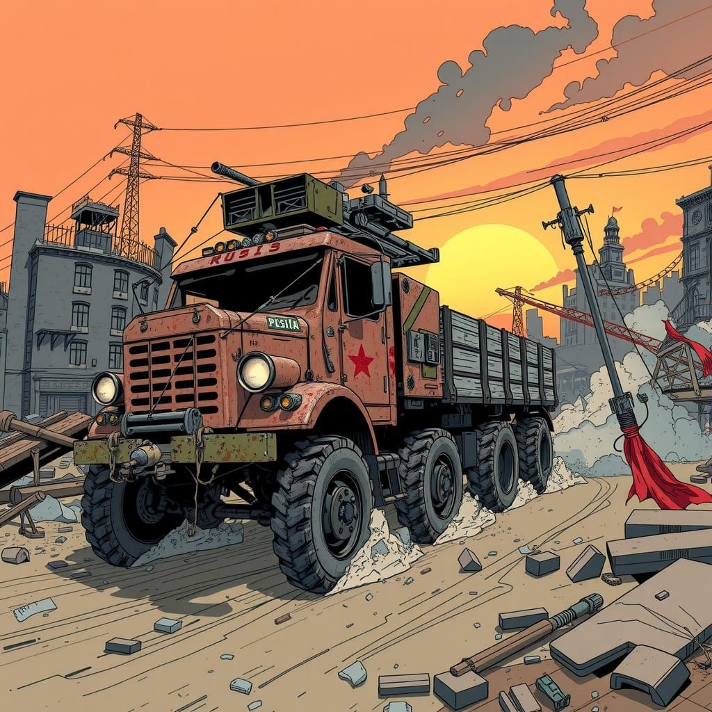 Mad Max-Style Soviet Military Truck Speeds Through Post-Apoc...