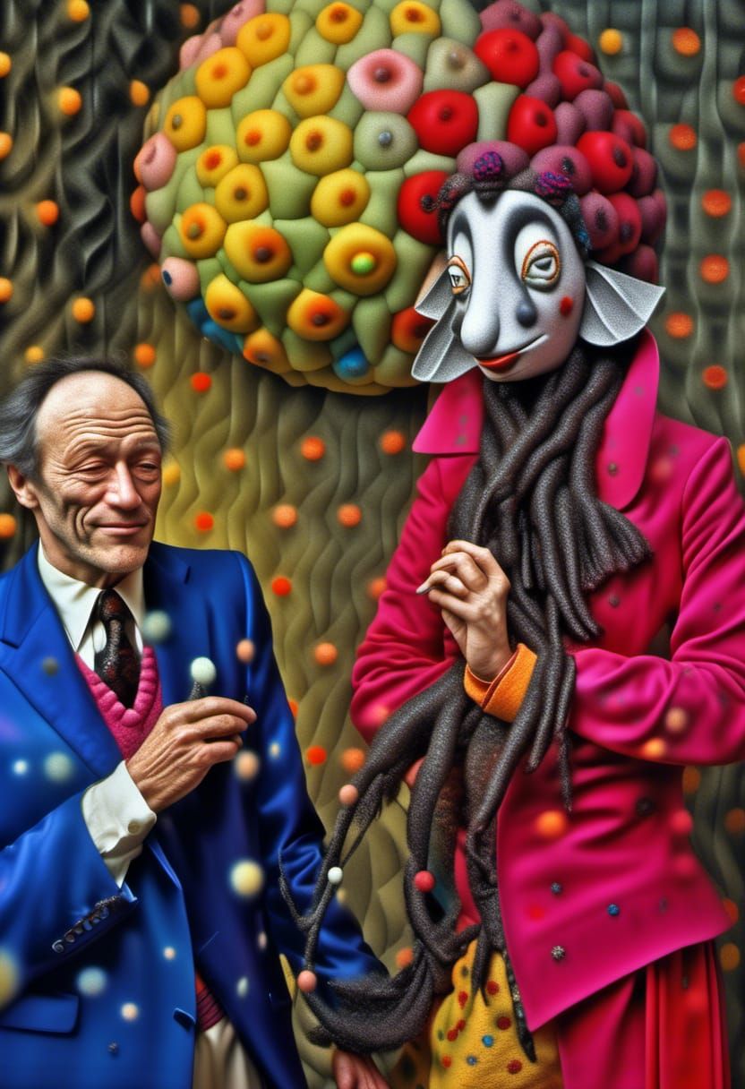 Happy Couple at Art Museum in Hyperrealism