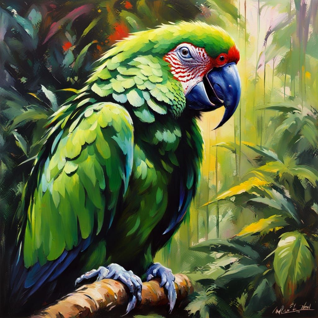 Vibrant Jungle Parrot in Neon Hues