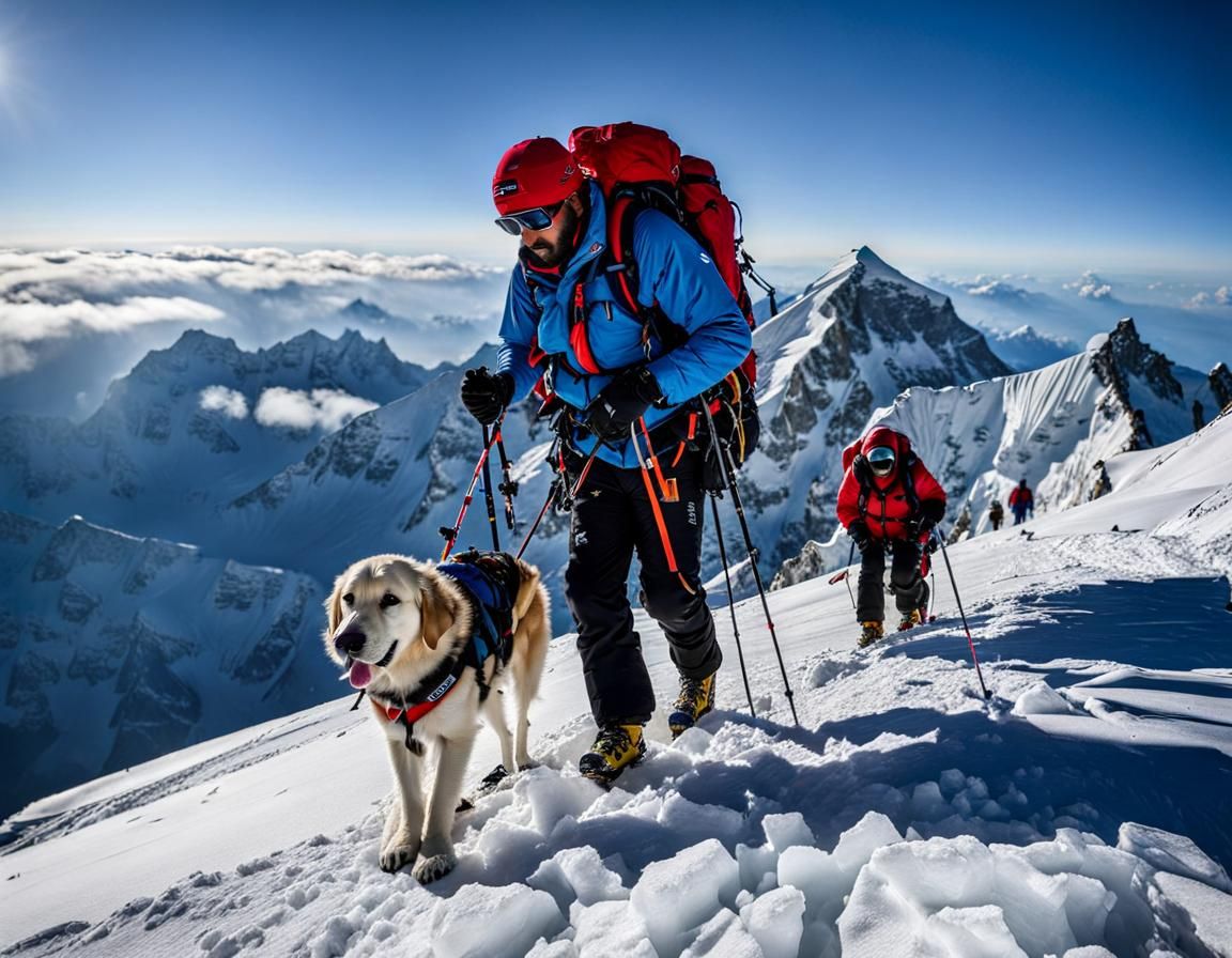 Blind Mountaineer and Guide Dog Summit Everest