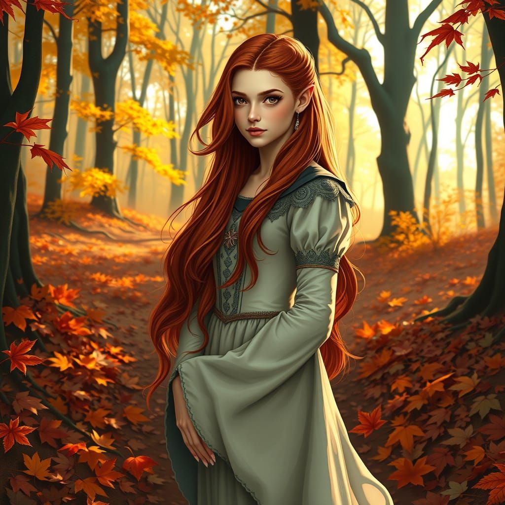 17-year-old elven girl with long, red hair