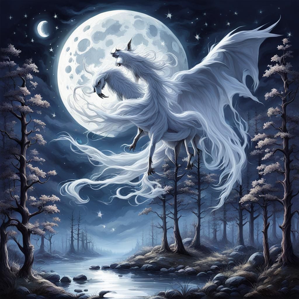 Ghostly Bright Moonlight Illuminates the Night