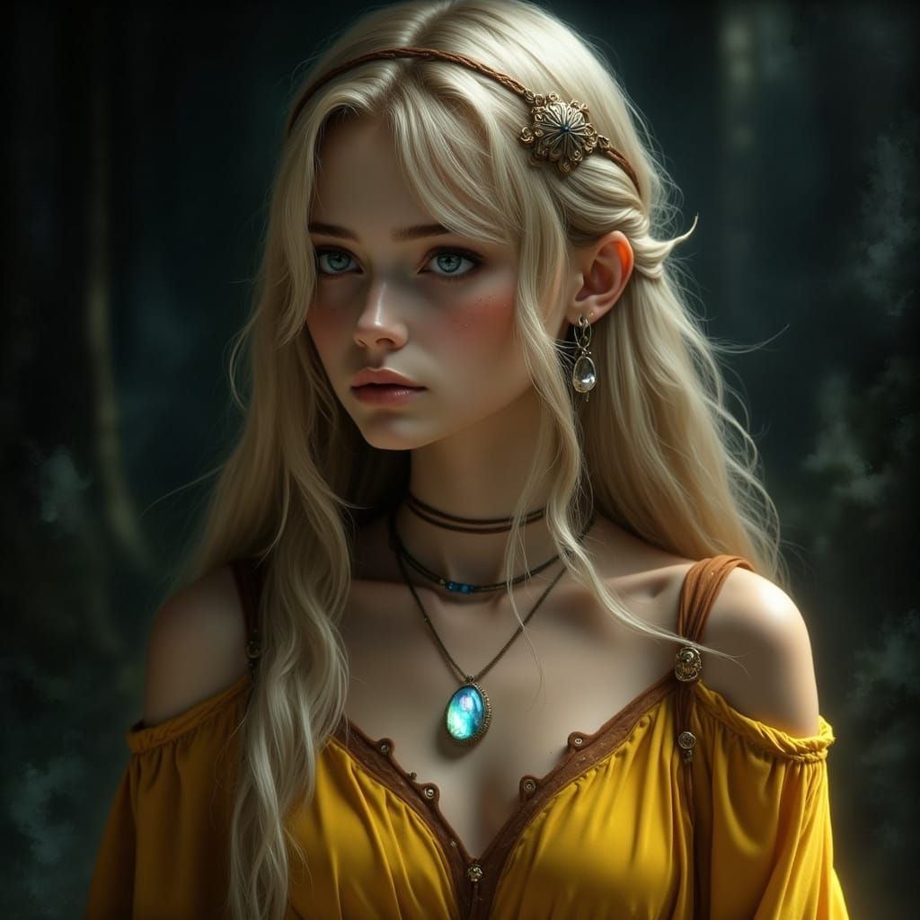 Norse Goddess Portrait in Dark Fantasy Style