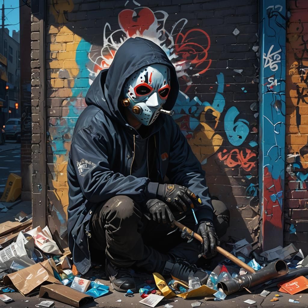 Dark Fantasy Portrait in Grimy, Neon-Lit Alleyway