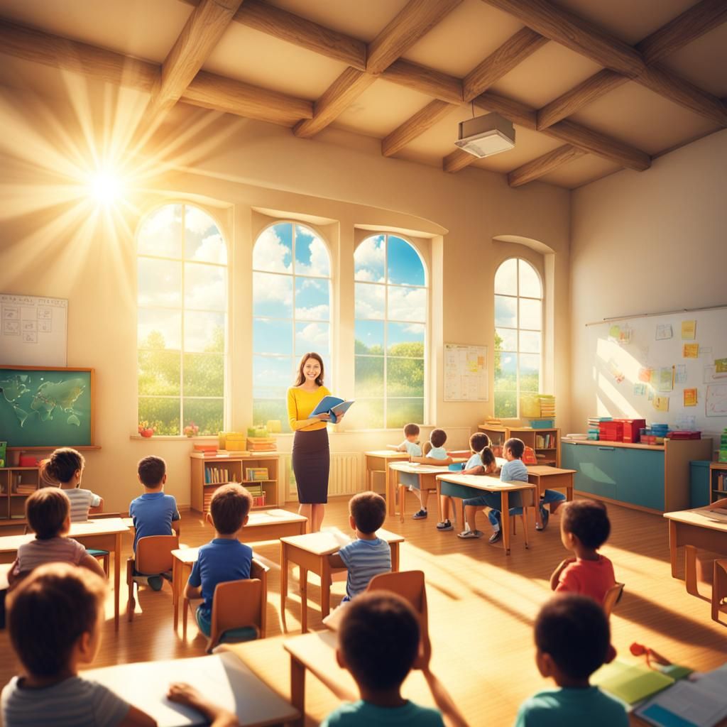 Teacher Enjoys Teaching Students in Classroom