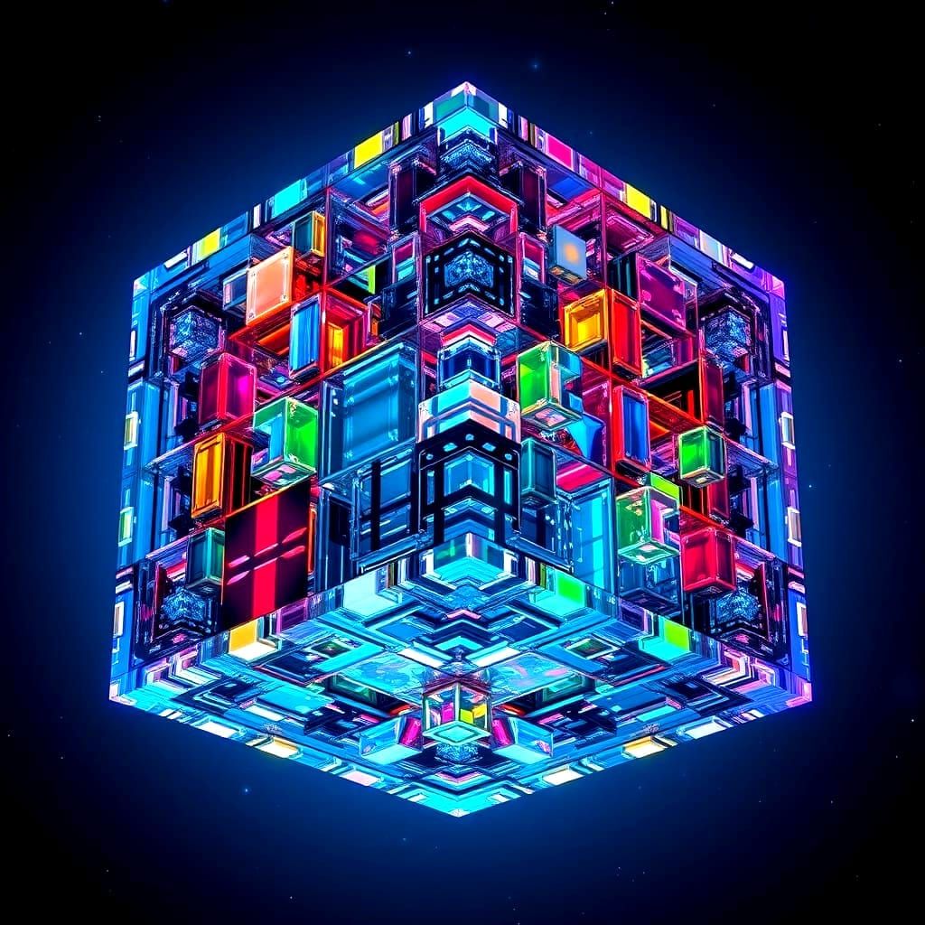 Infinite Borg Tesseract Kaleidoscope in Escher-Esque, Pirane...