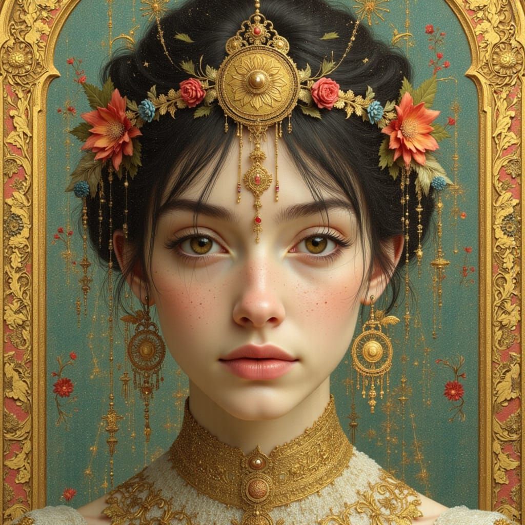 Mystic Holy Portrait with Earthly Elements