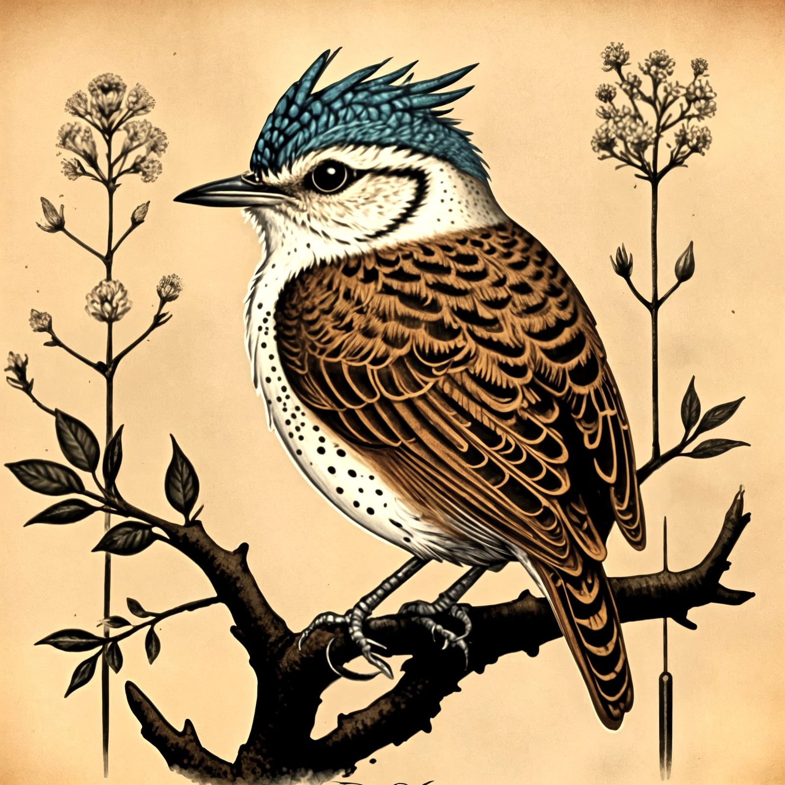 Elegant Wren in Whimsical Habitat