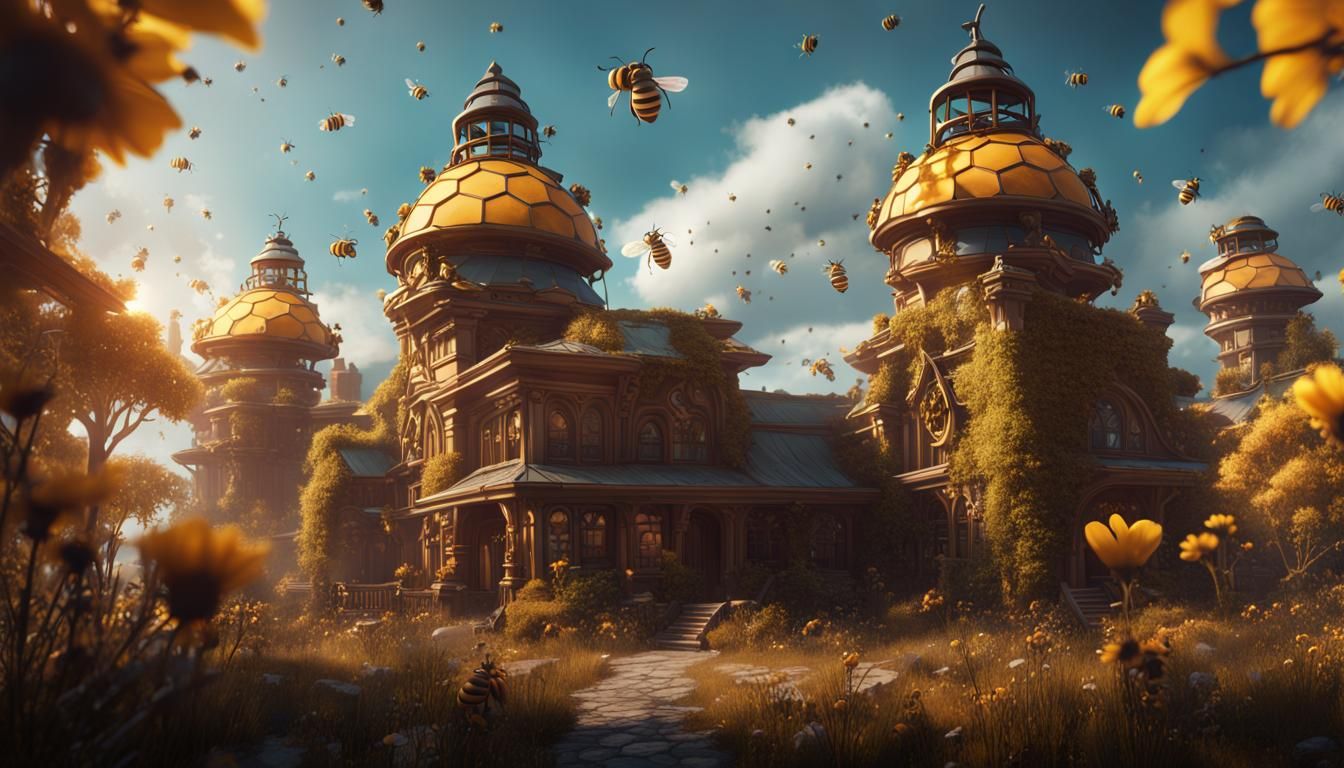 Bees Attend Elementary School: A Matte Painting