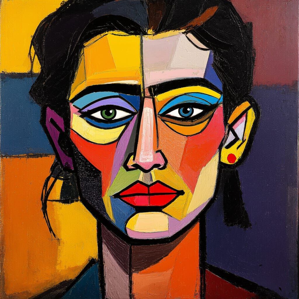 Impasto Portrait of a Woman with Bold Colors