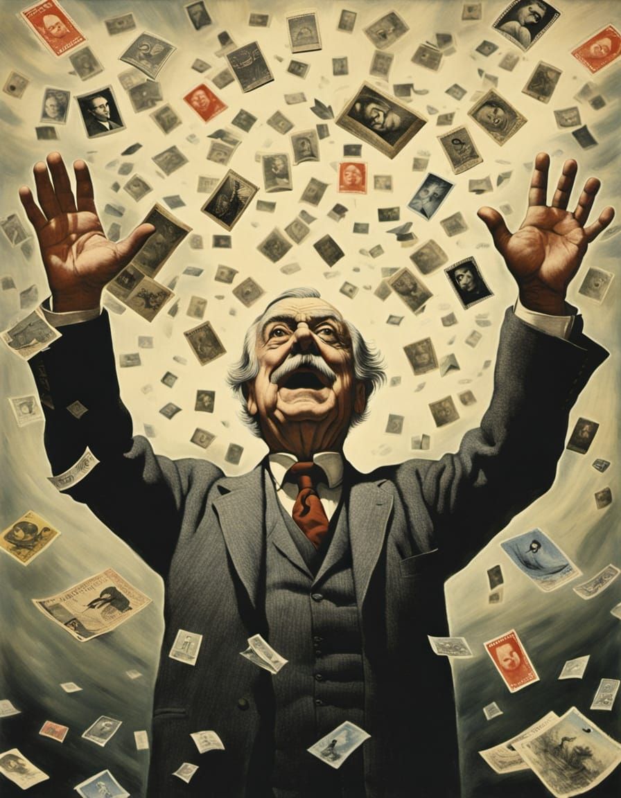 Surreal Stamp Collector's Obsession