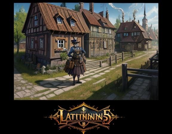 Steampunk Anime Woman in Latvian Village