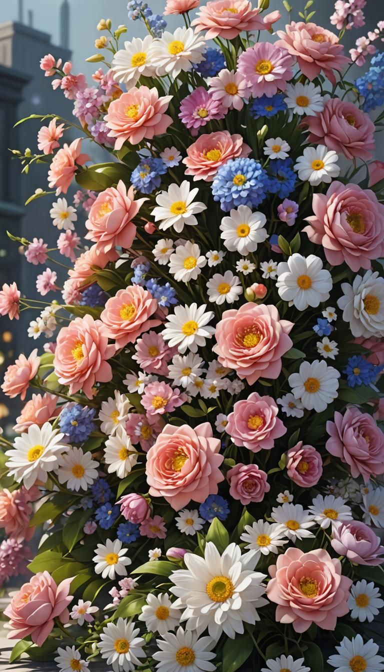 Anime Style Floral Bouquet in 3D