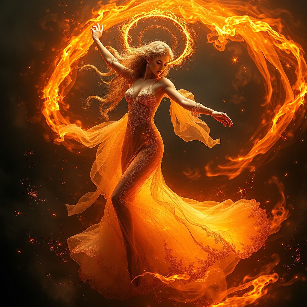 Goddess Dancing in Fire, Matte Painting
