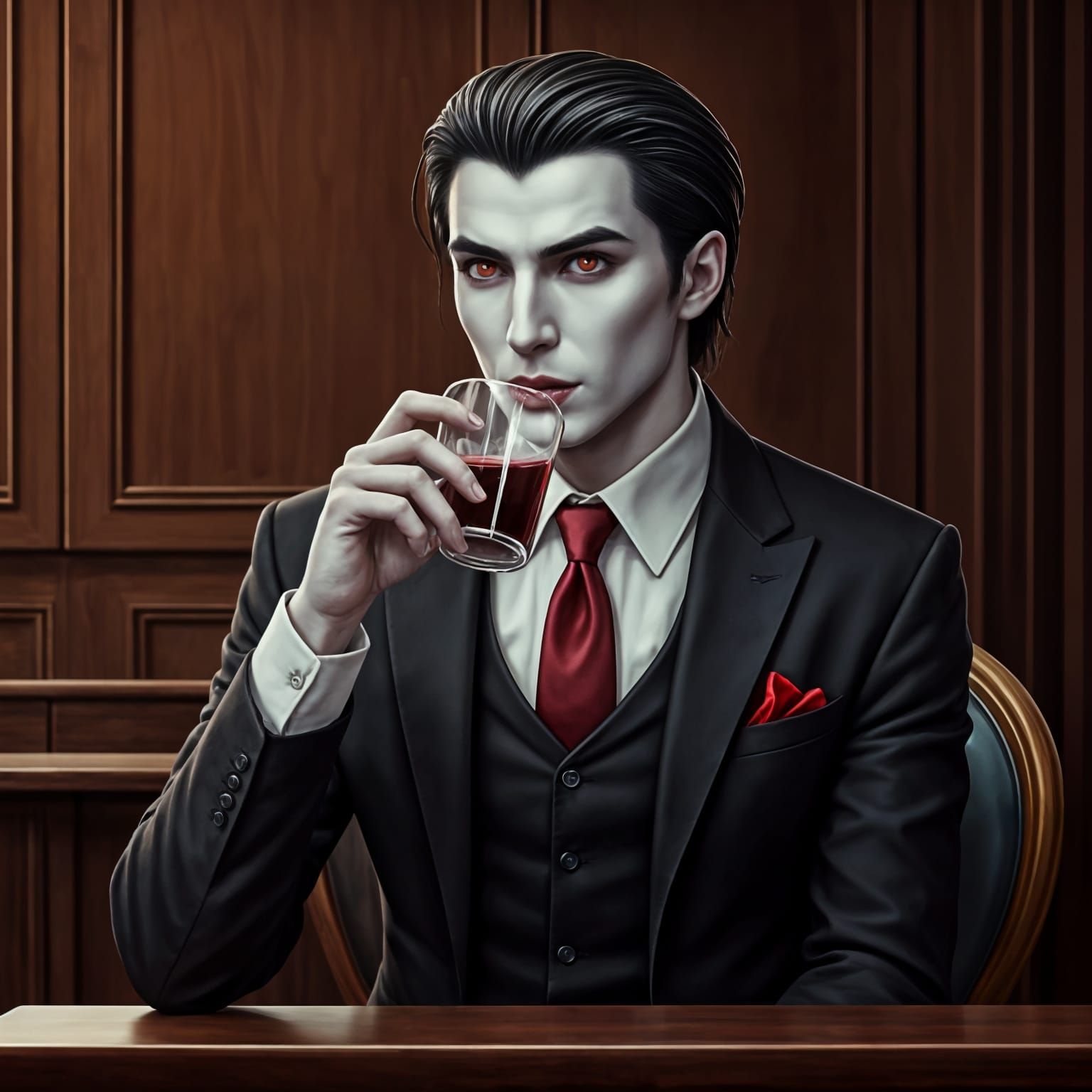 Elegant Vampire in a Trendy Café