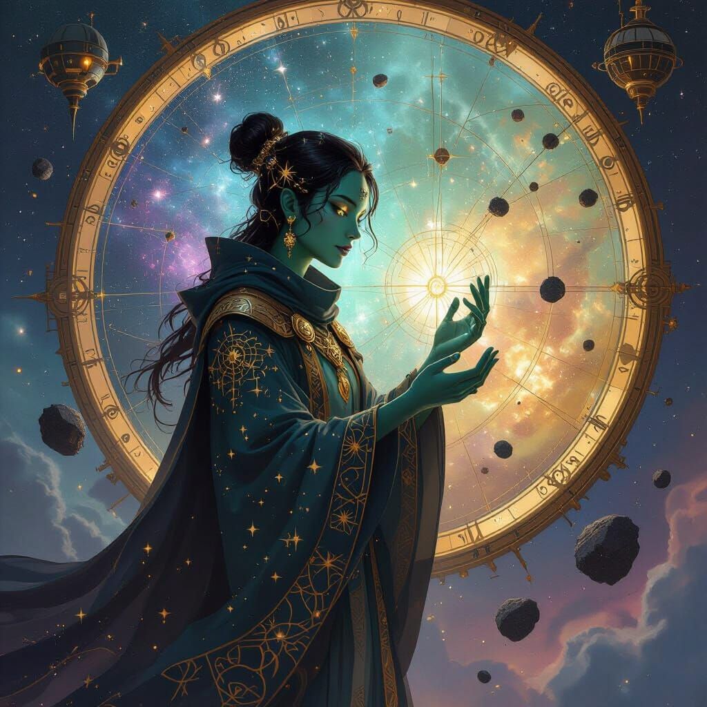 Celestial Cartographer Charts Nebula in Steampunk Style