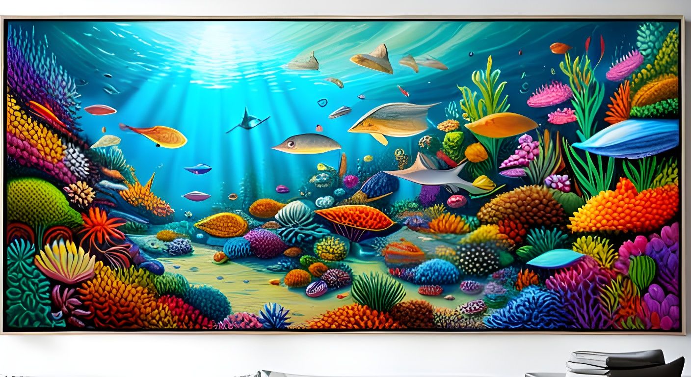 Vibrant Seabed Garden in Oil Painting Style