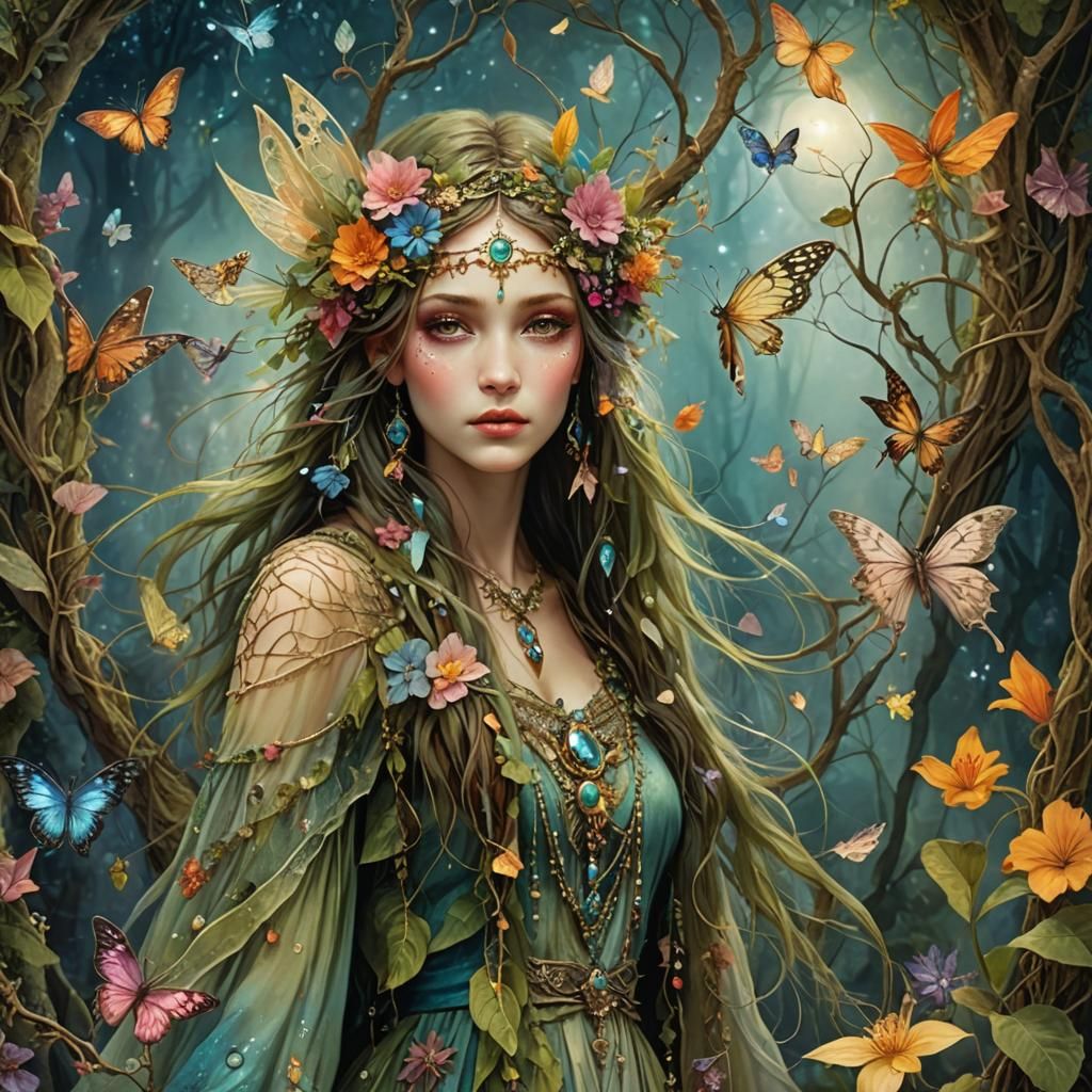 Ethereal Fairy in a Mystical Bohemian Landscape