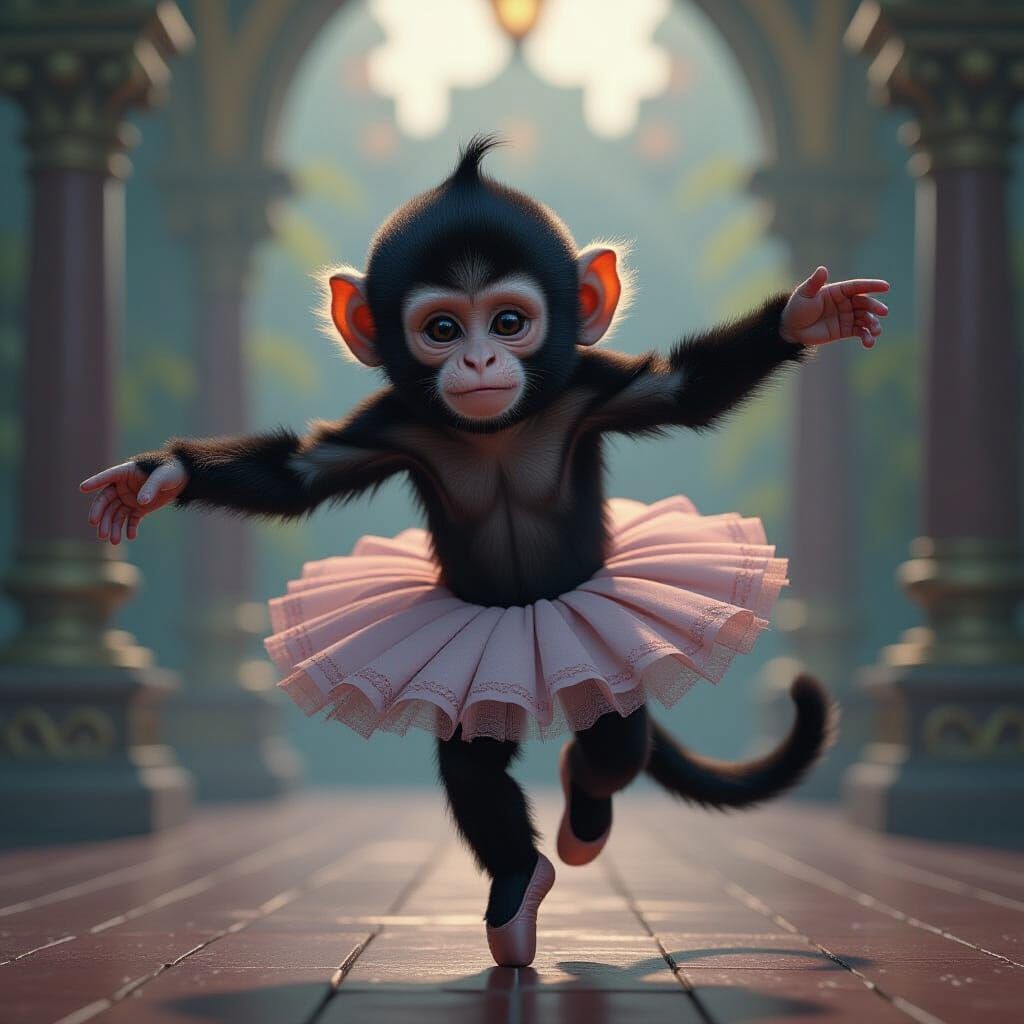 Devilish Capuchin Ballerina in Dramatic Fantasy Art