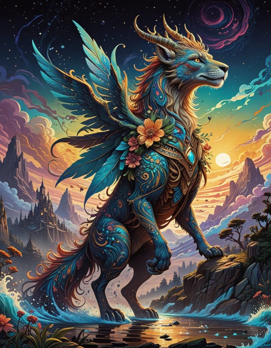 Supernatural Creature in Vibrant Fantasy Attire