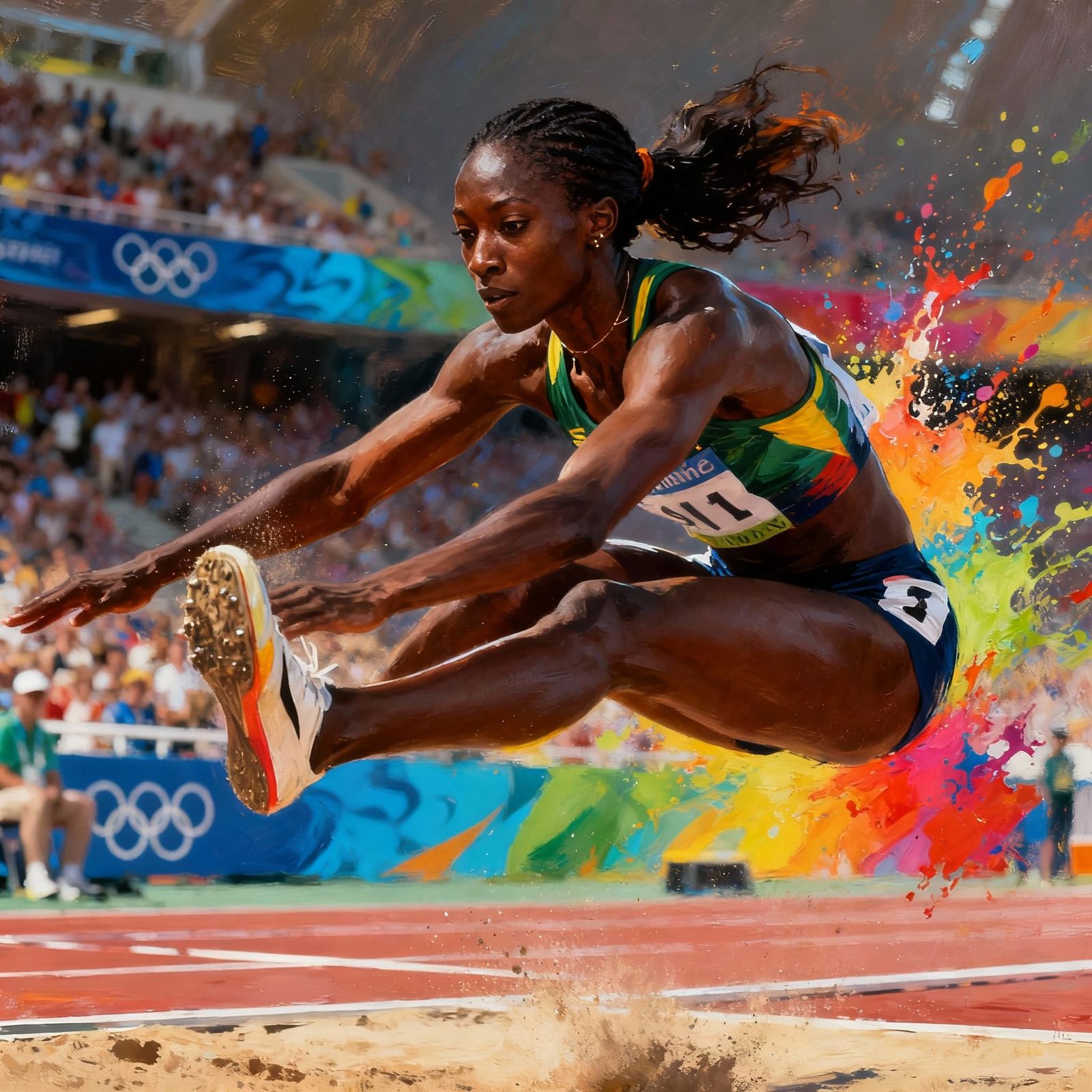 Black Female Long Jumper at Olympics in Athens, Greece