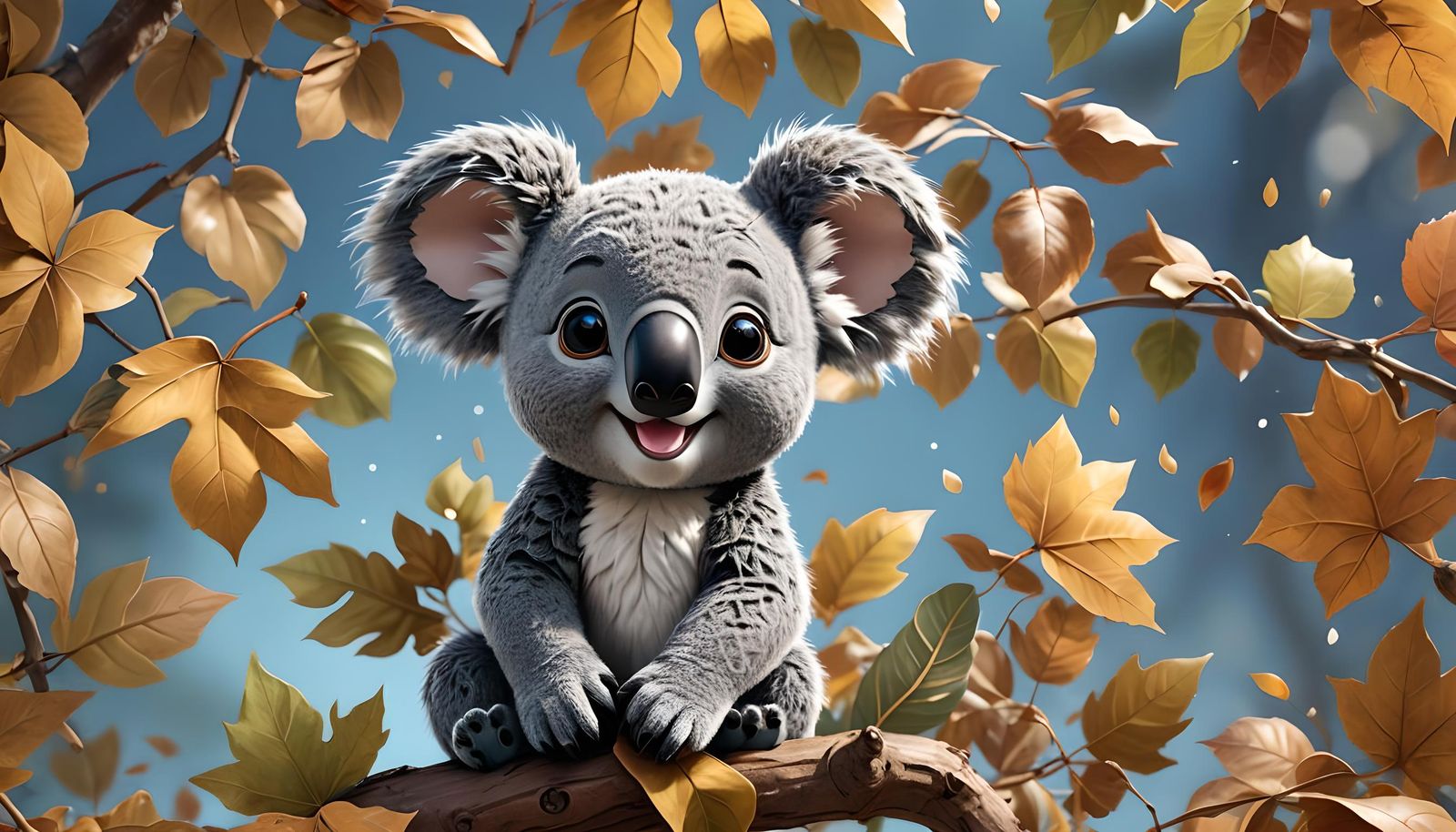 Adorable Fluffy Koala in Pixar Cartoon Style